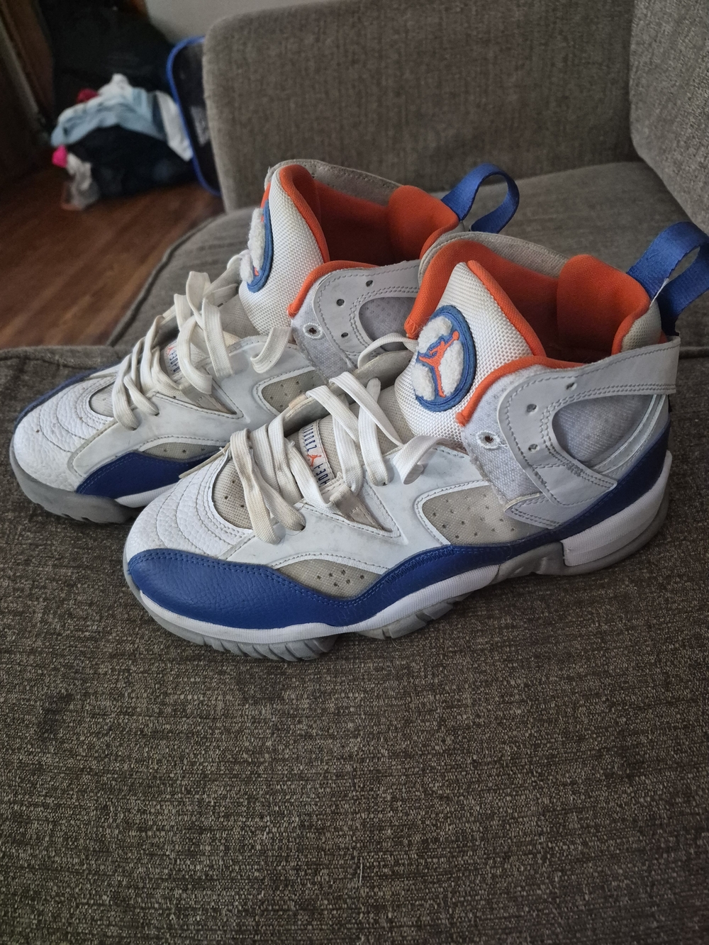 Kids' White/Blue/Orange Basketball Shoes Nike Air Jordan Jumpman Two Trey